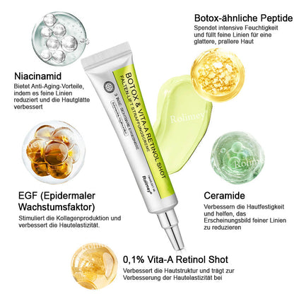 [Nur noch 30 MINUTEN] Jetzt jugendliche Haut zurückgewinnen Rolimey® Botox & Vita-A Retinol Shot Falten-Lift Straffungscreme