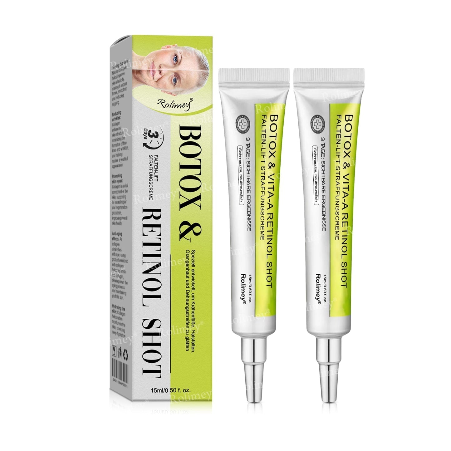 [Nur noch 30 MINUTEN] Jetzt jugendliche Haut zurückgewinnen Rolimey® Botox & Vita-A Retinol Shot Falten-Lift Straffungscreme